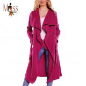 heißes Verkauf neue Frühjahr casual Mode Damen Wolle sich Trenchcoat lange OberBekleidung frei Kleid