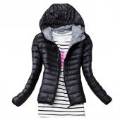 Herbst Winter Damen grundlegende Sport Jacke Mantel weibliche slim Kapuzen Marke Baumwolle lässig Schwarzen Jacke