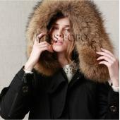Hochwertige neue WinterJacke Mantel Damen Parkas army green Grossen raccoon Pelzkragen Vermummte Frau Outwear