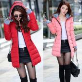 Damen Vermummte Baumwolle Gepolsterte  Jacke Winter mittellang Baumwolle Mantel plus Size DaunenJacke weiblich