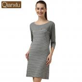 qianxiu Mädchen Nachthemd drei viertel dessous Knielangen sleepskirt Modal Baumwolle Nachtwäsche für Damen