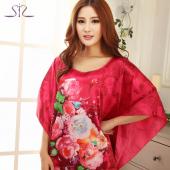 Nachthemd neuen Verkauf nach Hause Nacht Sleepshirt Sleepshirt Seide Schlafen Lounge Print hausMäntel für Damen 10114