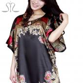 der direkte Verkauf Summer Style Seide Damen Pyjama der Nacht Hemd kurze Ärmel plus Size Nachthemden Schlafen oben 102