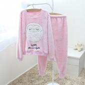 Winter neue Verdickte süß geschlafen Eule korallen Vlies Pyjama inneneinrichtungsgegenstände Anzug sAmt nach Hause trage