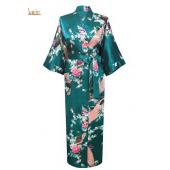 neue lange Robe Satin Rayon Bademantel Nachthemd für Damen Kimono Nachtwäsche Blume plus s Grösse xxxl s02d