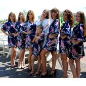 rb008 kurze Stil Frau Pfau gedruckten Seide Kimono Roben HochZeit BrautJungfer Gewand