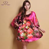 Top Verkauf Nachthemden Sleepshirts Faux Seide plus Grösse home BadeMantel weibliche Damen Nachtwäsche Morgenmantel