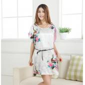 Weisse Damen plus Size Faux Morgenmantel bath Robe Nachthemd Pijama Sommer Sleepshirts neuen Stil Nachtwäsche