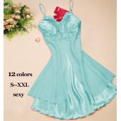 Damen sexy Spitzen Nachthemden unechter Seide Spaghetti Riemen Pijamas mujer Sommer Nachtwäsche Sleepshirt