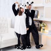 SchlafAnzüge Damen Panda Onesies für Erwachsene Schlafen Lounge Pyjama Panda Nachtwäsche Flanell Tier Schlafanzug ein s