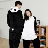 SchlafAnzüge Damen Panda Onesies für Erwachsene Schlafen Lounge Pyjama Panda Nachtwäsche Flanell Tier Schlafanzug ein s