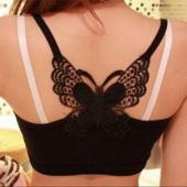 neuer Schmetterling appliques Damen schuiterfreie Tops Mode Baumwoll mischung Spitzen dekor Ärmellose schuiterfreie