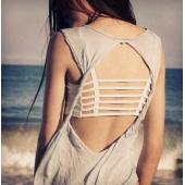 1 x Damen sexy Büstenhalter Gepolstert Pflanzliche Tops Sport Weste schnitt Hemd Sommer Strand Tank Tops 2 Farben