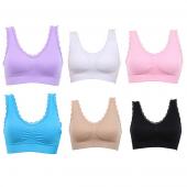 heiße casual Damen Feste Spitzen fitness Sport BH Gepolsterte  BH Pflanze Top stretch Weste