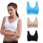 heiße casual Damen Feste Spitzen fitness Sport BH Gepolsterte  BH Pflanze Top stretch Weste