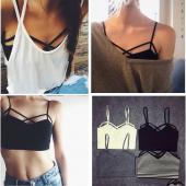 neue Mode sexy Damen Strappy Gepolsterte  BH Bustier BH Dralette Korsett Pflanzliche Tops Tank Top Schwarz Weisse