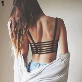 neueste Damen sexy Dralette eingesperrt Zurück geschnitten Strappy Gepolsterte  BH bralet Weste Pflanzliche