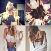 neueste Damen sexy Dralette eingesperrt Zurück geschnitten Strappy Gepolsterte  BH bralet Weste Pflanzliche