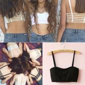 neueste Damen sexy Dralette eingesperrt Zurück geschnitten Strappy Gepolsterte  BH bralet Weste Pflanzliche