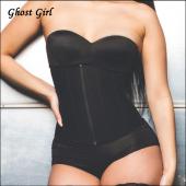 Taille Ausbildung Korsetts neue 100% latex Taille cincher reißverschluss Korsett mit Haken gaine shapewear Schwarz