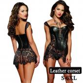 Steampunk gothic Kleidung Damen Schwarz Faux Leder burlesque plus Size Taille Ausbildung Korsett Kleid corpete corsel