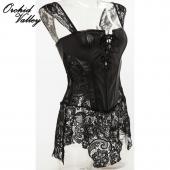 Steampunk gothic Kleidung Damen Schwarz Faux Leder burlesque plus Size Taille Ausbildung Korsett Kleid corpete corsel