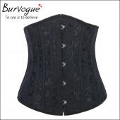 burvogue Body shaper Frau sexy Taille Ausbildung underbust Korsetts Bustiers Schwarzen Satin Korsett cinc