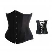 goth Satin Schwarzen korsagen sexy dessous Damen Stahl Taille Ausbildung underbust Bustiers plus Size corselets Top