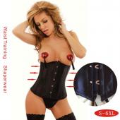 goth Satin Schwarzen korsagen sexy dessous Damen Stahl Taille Ausbildung underbust Bustiers plus Size corselets Top