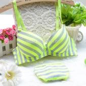 Junge Mädchen Streifen Dünnen dick gefütterten Unterwäsche Büstenhaltersatz süß sexy Grüne Rose orange Grösse ab 70 80 u