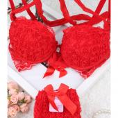 neue Japanische und Koreanische Mode sexy schnalle Schönheit wieder Rose push up BHs Set kostenLoser Versand süße