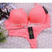 Französische romantische Spitzenhäubchen und BH Setzt sexy Damen Unterwäsche Set Drücken die abc tangas Büstenhalte