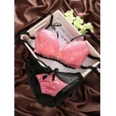 neuer super weiche Baumwolle BH slips Hautfreundlich bambus Holzkohle Rosa Spitzen dekoration sexy Unterwäsche