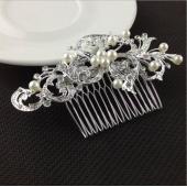 Damen Mädchen Braut Hochzeit silVer Crystal Strass diamante Blume HaarSpange kamm pin zubehör Kopfbedeckung