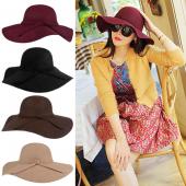 heiße Damen die Dame mit Breiten Rand wollfilz fedora Hut kegler wurde sun Beach Bowknot