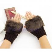 Mode Damen Lady Mädchen Hasen Fell hand Handgelenk wÄrmere Winter fingerless Handschuhe Versandkosten