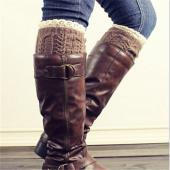 Damen Mädchen Winter BeinwÄrmer runter Handschellen Spitzen schneiden Gamaschen Häkeln FusswÄrmer Stricken Socken