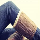 Damen Mädchen Winter BeinwÄrmer runter Handschellen Spitzen schneiden Gamaschen Häkeln FusswÄrmer Stricken Socken