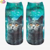 3d Drucken Schöne Katze Socke Zeitlich begreNZt Ruched Polyester gegensatz Farbe meias Damen Socken casual niedlichen