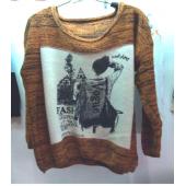 Frühling Herbst und Lockere Pullover um den Hals lange Ärmel aus Damen c1452 preppy Stil Pullover gedruckt