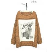 Frühling Herbst und Lockere Pullover um den Hals lange Ärmel aus Damen c1452 preppy Stil Pullover gedruckt