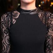 Mode Damen Crew Neck hohl lange Ärmel slim Strickwaren Damen sexy Spitzen Party Club wear Basis Pullover Grösse