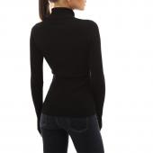 Herbst Winter Damen lange Ärmel Button RollkragenPullover Taschen casual Pullover schlanke Damen Pullis und Grösse 4