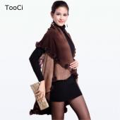 die neuen Winter Herbst Kaninchen Pelzmantel Damen Strickjacke aus plus Size Wolle Poncho Strickjacke Damen Blumen