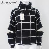 simplee Bekleidung Rollkragen Pullover offene reißverschluss Ärmel aus warmen Pulli Damen Herbst Winter Mode Tricot