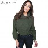 simplee Rollkragen Pullover Herbst Winter Tricot Weissen Strick Pullover Damen kurz Wolle Springer ziehen