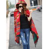 neue Fashion Fringe Ethnischen Geometrische Damen Batwing Cape Poncho Stricken oben Strickjacke Pullover