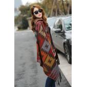 neue Fashion Fringe Ethnischen Geometrische Damen Batwing Cape Poncho Stricken oben Strickjacke Pullover