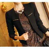 Mode Jacke Blazer Damen Anzug klappbar lange Ärmel Revers Mantel ausgeKleidet mit Gestreiften Knopf Vogue Blazer