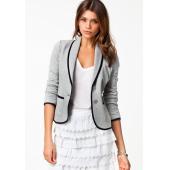 aq219 Damen berufsbekleidung Jacke Frühlingsmantel slim Anzug Schwarz Grau zwei knöpfe Mantel Damen Blazer femini